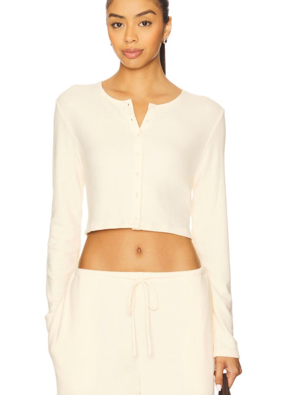 LESET LAUREN VANILLA CROP CARDIGAN